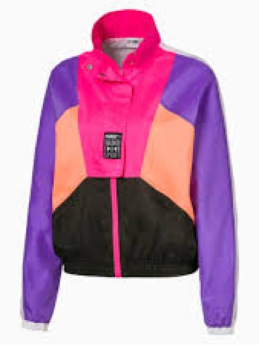 Puma Colorblock Bomber Jacket - Pink, Purple, Orange, Black, White